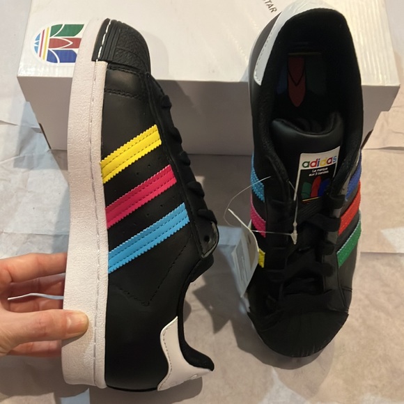 adidas Superstar J 'Colorful Stripes - Core Black' FW5235 - Picture 9 of 15